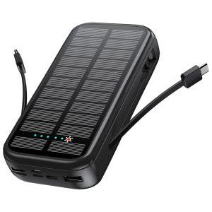 Green Lion PD2OW Solar 2 20000mAh Power Bank – Black(GNPDSOLPB20BK)