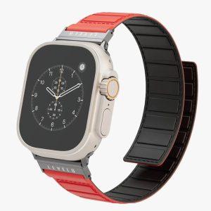 Levelo Magnet Rotating Band Vogue for Apple Watch 45/44/42 – Black/Red(LVLVG49BKRD)