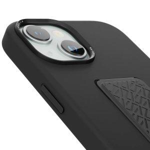 Levelo Morphix Silicone Case With Leather Grip For iPhone 15 – Black (LVLMSL15BK)