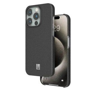 Levelo Sergei 1500D Aramid Fiber Case For iPhone 15 Pro – Black(LVLSDC15PBK)