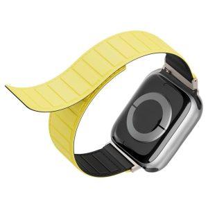 Levelo Magnet Rotating Band Vogue for Apple Watch 45/44/42 – Black/Yellow(LVLVG49BKYL)