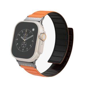 Levelo Magnet Roating Band Vogue for Apple Watch 45/44/42 – Black/Orange (LVLVG49BKOG)