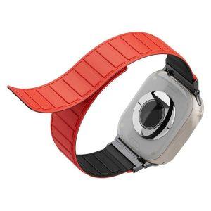 Levelo Magnet Rotating Band Vogue for Apple Watch 45/44/42 – Black/Red(LVLVG49BKRD)