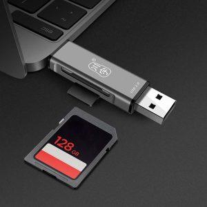 KAWAU C256Q Type-C+USB for SD TF Memory Card Reader Aluminum Alloy OTG