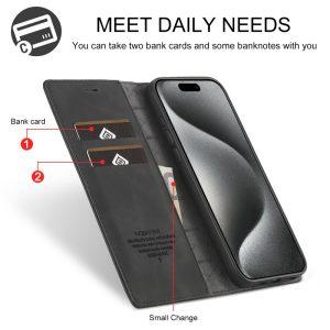 iPhone 16 Pro Max LC.IMEEKE Wallet Microfiber Flip Leather Cover – Black