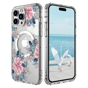 iPhone 16 Pro Max MagSafe Flower Pattern Printing TPU+PC Cover – Style F