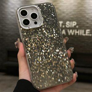 iPhone 16 Pro IMD Rhombus Sparkling PC+TPU Cover – Black