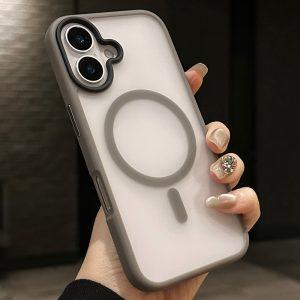 iPhone 16 Plus MagSafe Acrylic+TPU Translucent Matte Back Cover – Grey