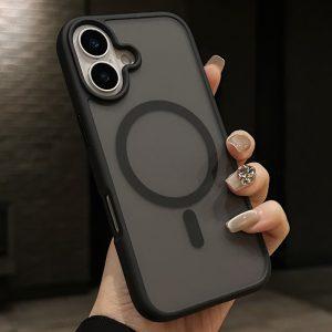 iPhone 16 Plus MagSafe Acrylic+TPU Translucent Matte Back Cover – Black