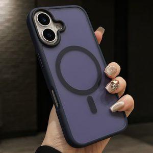 iPhone 16 Plus MagSafe Acrylic+TPU Translucent Matte Back Cover – Blue