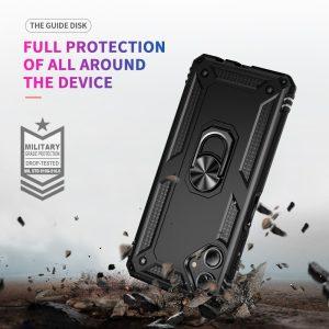 Samsung Galaxy A06 Rotary Ring Kickstand Rugged PC+TPU Cover – Black