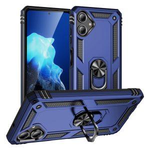 Samsung Galaxy A06 Rotary Ring Kickstand Rugged PC+TPU Cover – Blue