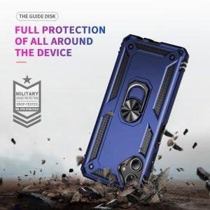Samsung Galaxy A06 Rotary Ring Kickstand Rugged PC+TPU Cover – Blue