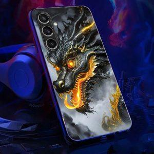 Samsung Galaxy A55 Black Dragon Pattern Printed TPU Cover