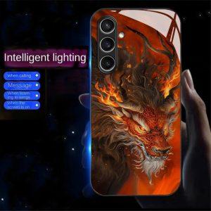 Samsung Galaxy A55 Red Fire Dragon Pattern Printed TPU Cover