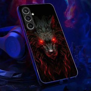 Samsung Galaxy A16 Red Eyed Wolf Pattern Printed TPU Cover