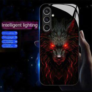 Samsung Galaxy A55 Red Eyed Wolf Pattern Printed TPU Cover