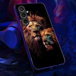 Samsung Galaxy A55 Golden Lion Pattern Printed TPU Cover