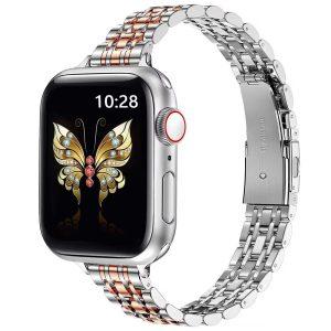 Ladies Metal Strap For Apple Watch 42/44/45/49mm – Silver/Rose Gold