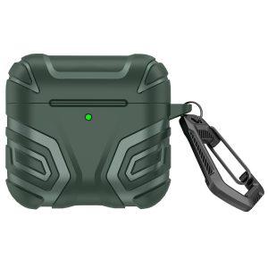 AirPods 4 Split Design Soft TPU Shockproof Cover with Carabiner – Blackish Green