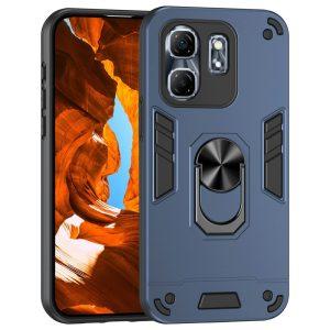 Infinix Hot 50i/Smart 9 PC+TPU Rugged Ring Kickstand Cover – Blue