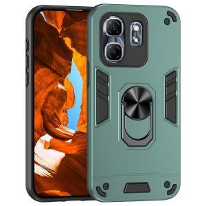 Infinix Hot 50i/Smart 9 PC+TPU Rugged Ring Kickstand Cover – Green
