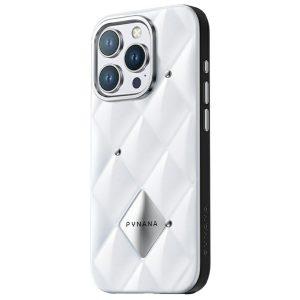 iPhone 16 Pro Max PYNANA PN-16BLG4 Metal Diamond PC+TPU Cover – White