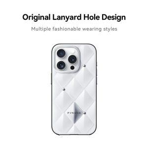 iPhone 16 Pro Max PYNANA PN-16BLG4 Metal Diamond PC+TPU Cover – White