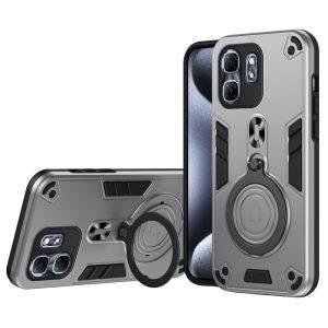 Infinix Hot 50i/Smart 9 PC+TPU Rotatable Kickstand Cover – Silver