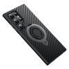 Samsung Galaxy S24 Ultra MagSafe Kickstand Carbon Fiber Cover with Silicone Ring - Grey