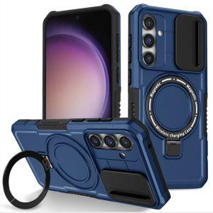 Samsung Galaxy S23 FE CamShiled MagSafe PC+TPU Kickstand Cover – Sapphire
