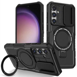 Samsung Galaxy S23 FE CamShiled MagSafe PC+TPU Kickstand Cover – Black