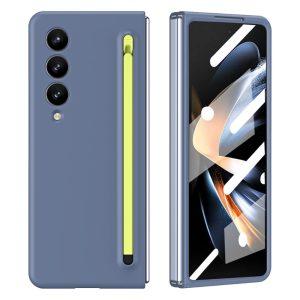 Samsung Galaxy Z Fold4 Anti-Drop Cover PC with Stylus – Blue+Yellow Stylus