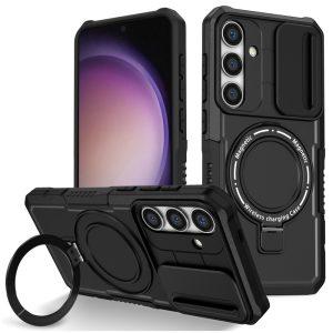 Samsung Galaxy S24 Plus CamShiled MagSafe PC+TPU Kickstand Cover – Black