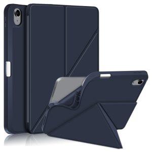 iPad 10.9 (2022)iPad 10th Gen Origami Stand PU Leather Pen Slot Cover – Dark Blue