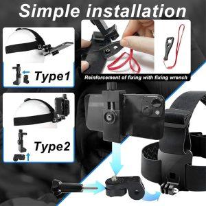 5-in-1 Action Camera Accessories Kit Head Strap with Phone Clip for GoPro