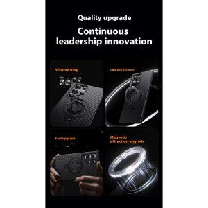 Samsung Galaxy S24 Ultra MagSafe Kickstand Carbon Fiber Cover with Silicone Ring – Black