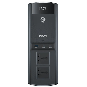 Powerology Multi-Port Car Inverter 500W with Universal Sockets – Black (PCCSR008-BK)