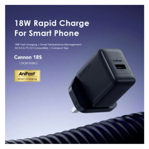 Oraimo Cannon 18S OCW-5184U+C53 Type-C Charger Kit UK – Black