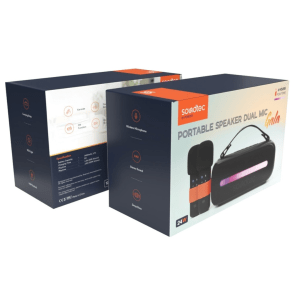 Porodo Soundtec 24W Speaker with Dual Wireless Microphone – Black(PD-STWLEP029-BK)