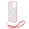 iPhone 16 Pro Max Guess Magsafe Electroplated Flower With Pearl Strap Cover - Pink(GUHMP16XHCPOFPP) - Image 2