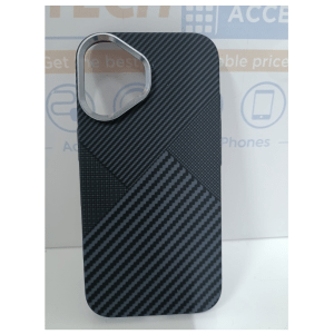 iPhone 16 BUVU Magpita Geometric Pattern Carbon Fiber Cover – Black