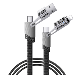 REMAX 2 in 1 RC-C189 Type C to C and USB A to Lightning Braided Cable Black