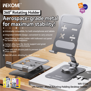 WEKOME WA-S104 Metal Rotating Folding Phone Holder – Gray