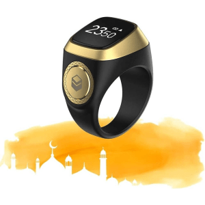 Zikr Smart Ring Tasbih 20mm – Black Gold