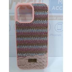 iPhone 16 Pro RMO Shining Leather Stones Cover – Pink