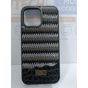 iPhone 16 Pro RMO Shining Leather Stones Cover – Black