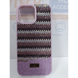 iPhone 16 Pro RMO Shining Leather Stones Cover – Purple