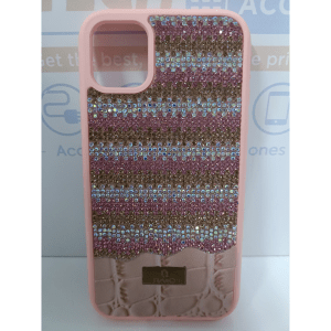 iPhone 15 RMO Shining Leather Stones Cover – Pink