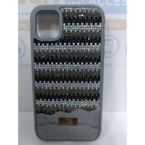 iPhone 15 RMO Shining Leather Stones Cover – Gray